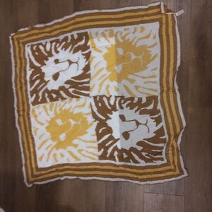 Vintage Anne Klein Silk Scarf // Signature Lion Head